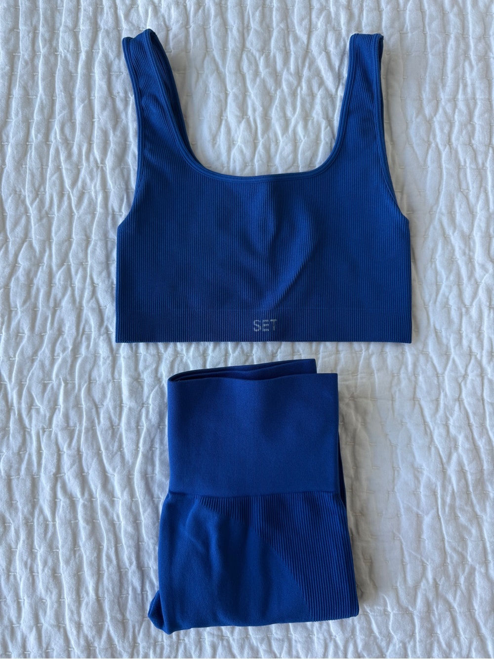 SET Active Ribbed Scoop Sports Bra in Royal Blue